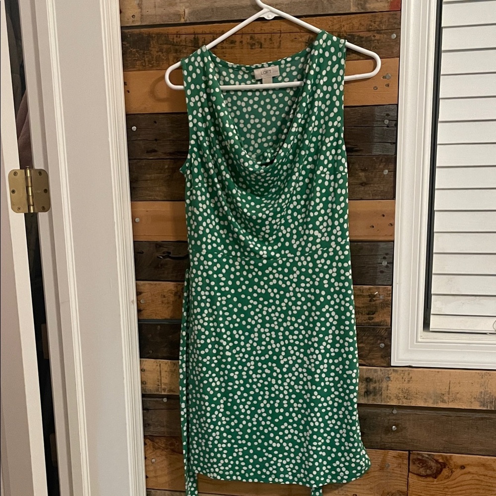 LOFT Green and White Dress